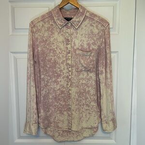 UO Bycorpus Pink Acid Wash Button Down Shirt Western Vintage Women Size S